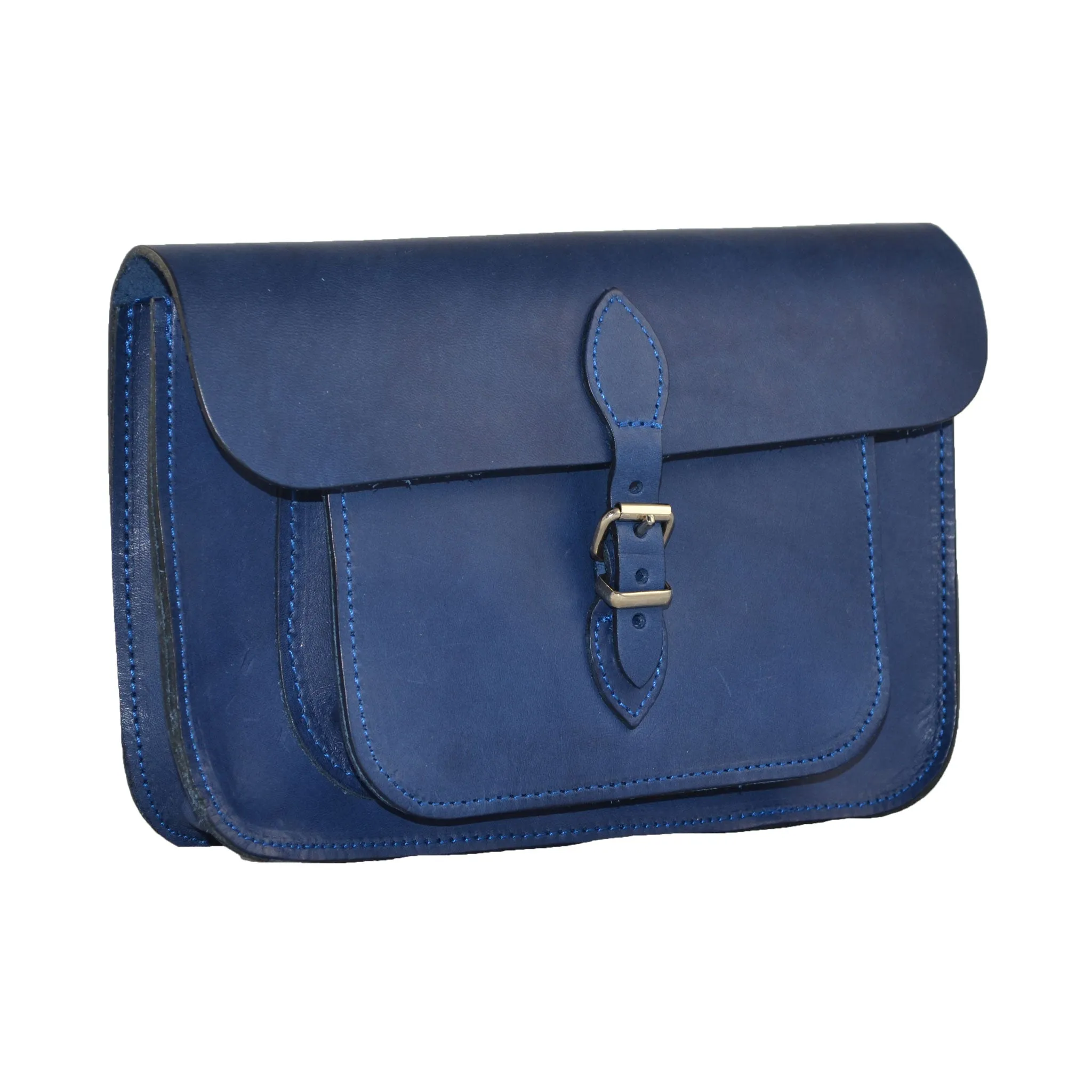 Women's Fine Leather Satchel Bag -  Marine