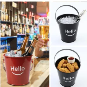 Wrought Iron Black And White Smile Ice Bucket Mini Bucket Fries Snack Fries Bucket