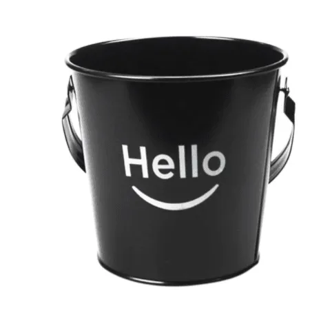 Wrought Iron Black And White Smile Ice Bucket Mini Bucket Fries Snack Fries Bucket