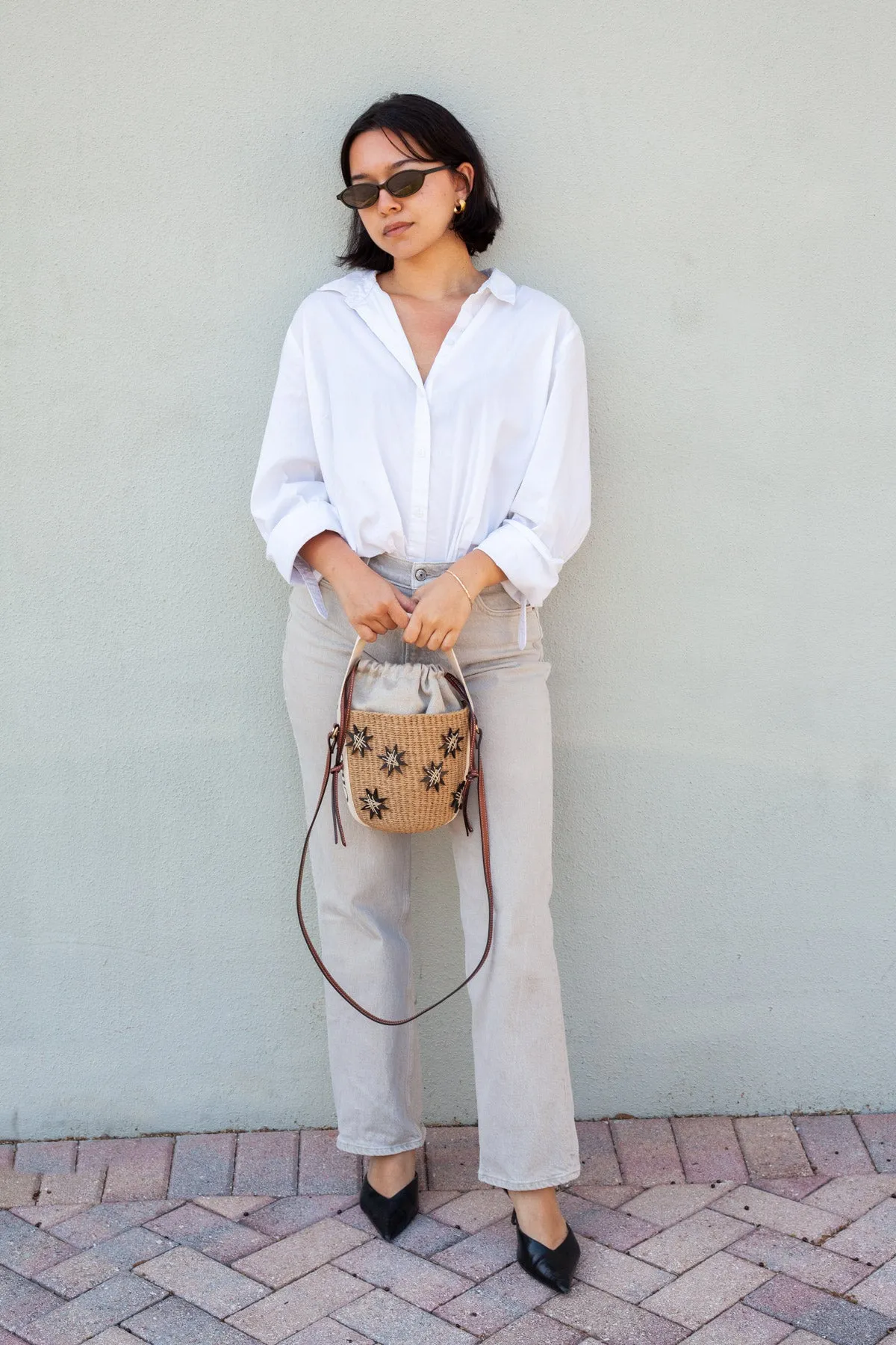 x Mifuko Small Woody Stars Raffia Bucket