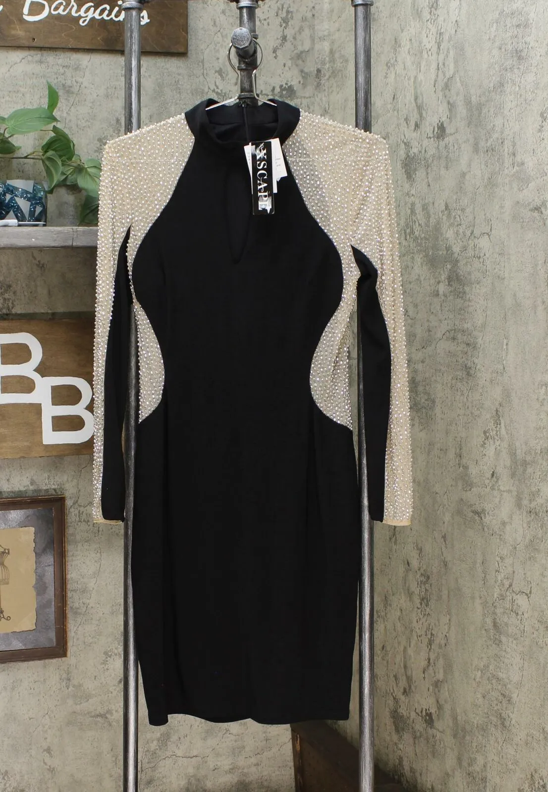 Xscape Women's Studded Illusion Choker Sheath Dress