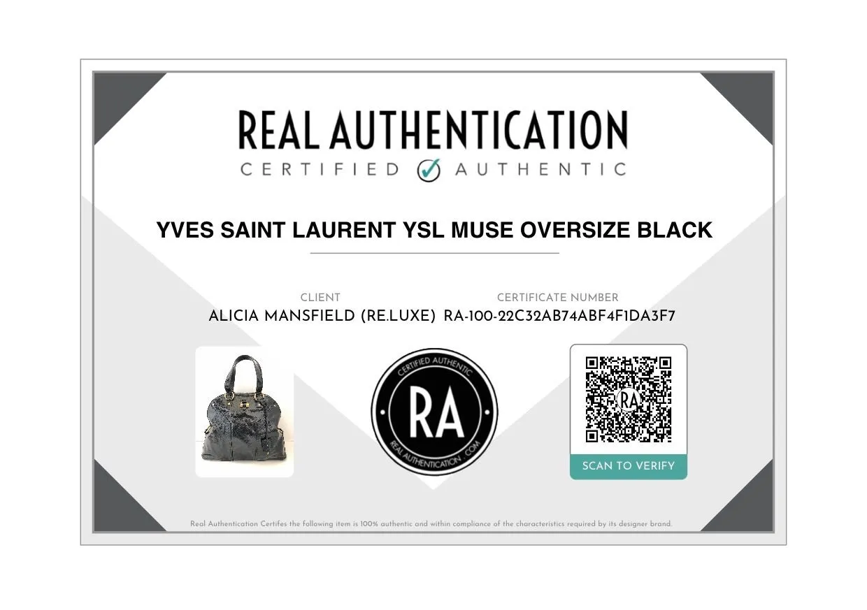 YVES SAINT LAURENT YSL - MUSE OVERSIZE BLACK PATENT LEATHER TOTE