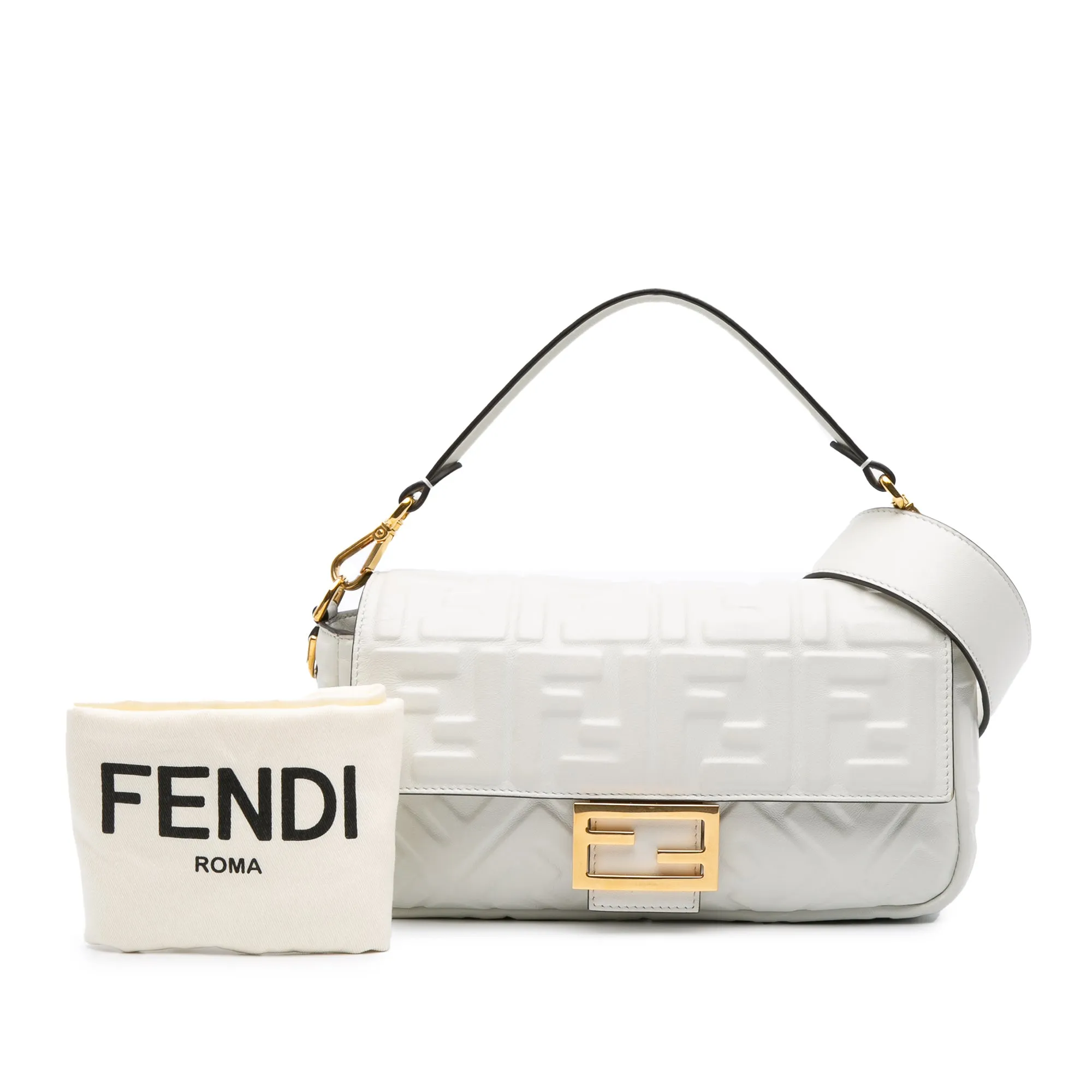 Zucca Embossed Leather Baguette Satchel