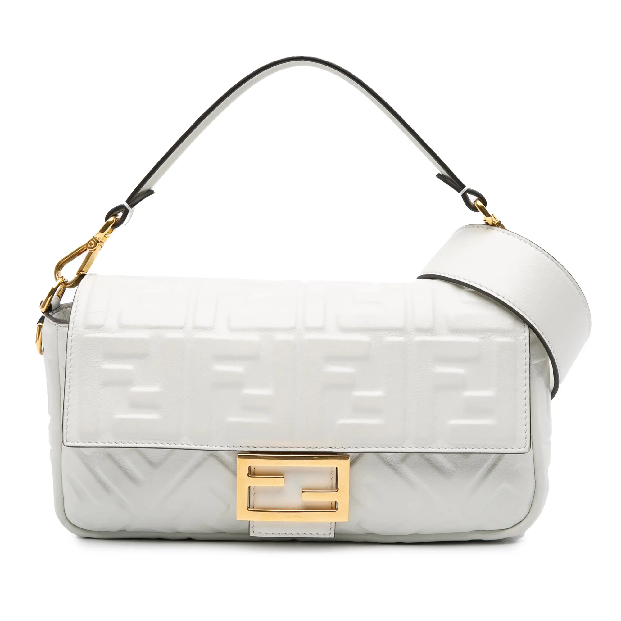Zucca Embossed Leather Baguette Satchel