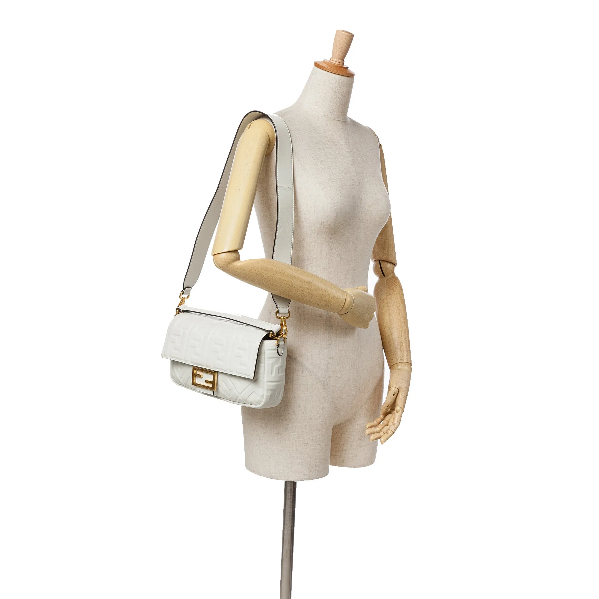 Zucca Embossed Leather Baguette Satchel